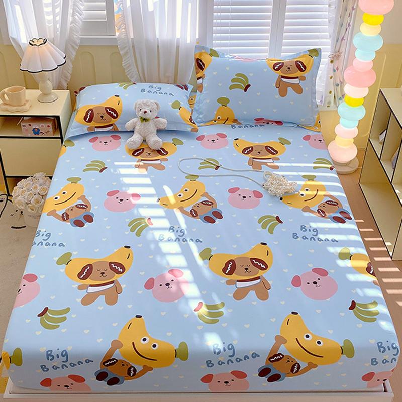 

1pc Strawberry Printed Fitted Bed Sheet Single/Queen BedSheet with Elastic Band 360All-inclusive Soft and Breathable drap de lit Twin120x200x25cm1pc