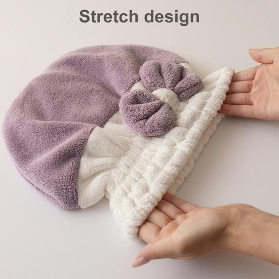

Hair Absorbent Hat Soft Thicken No Shedding Bowknot Dry Hair Breathable Double Layer Shower Wrap Head Towel Household Supply 20cm темно-синього кольору