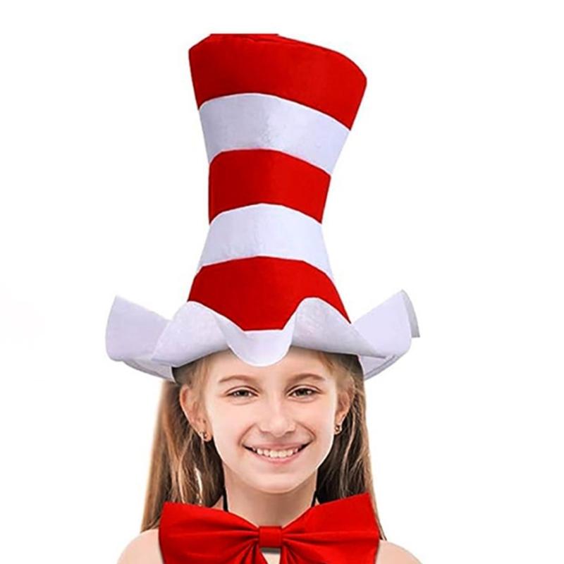 Stripe Top Hat For Men Women Felted Derby Hat Adjustable Headbands Light weight For Parties Costumes Event