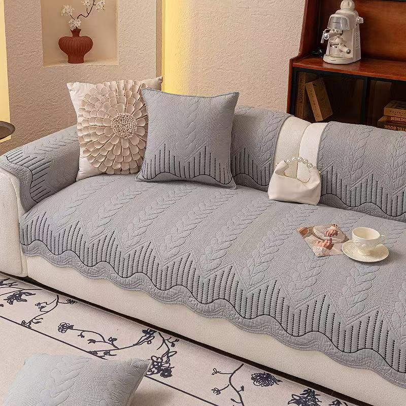 

Подушка для дивана во французском классическом стиле, формованная, из хлопковой ткани, чехол для дивана из чистого хлопка, нескользящая, всесезонная, подушка в кремовом стиле Jin Yan-Grey Pillowcase 30*50cm