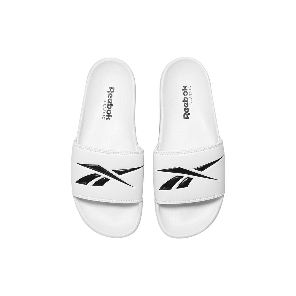 Reebok Classic Slide Soft Sole Cozy Flat Heel Sports Slippers White Black CN0213