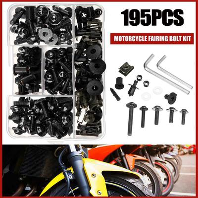 195pcs Universal Motorcycle Fairing Bolts Kit Windscreen Screws Windshield Bolts Fairing Mountings Fastener Clips Screw M5 M6