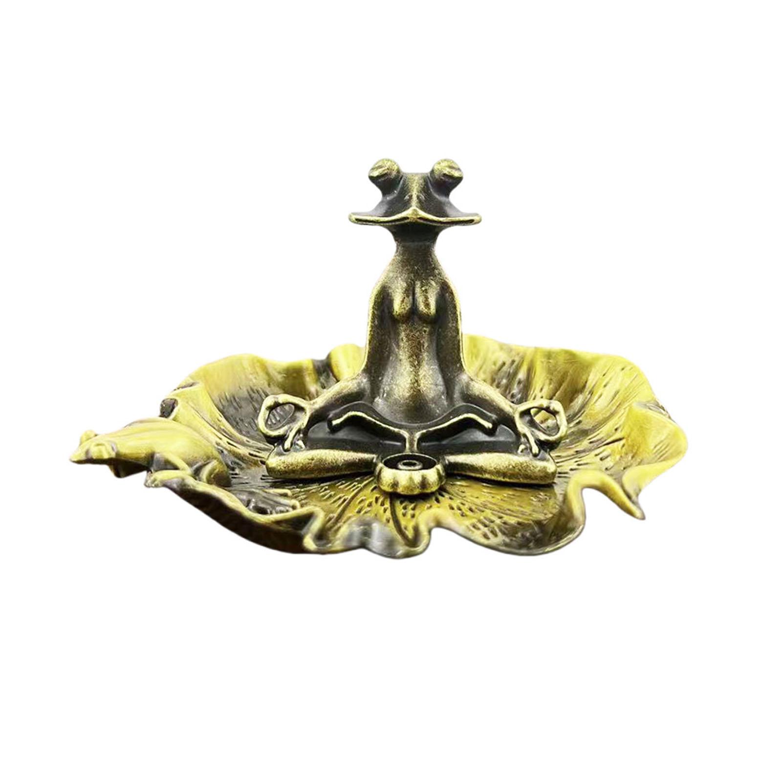 

Retro Copperware Incense Socket with Lotus Leaf Base Set Zen-Inspired Incense Holder Incenses Burner Ornament Gift for Friends жовтий