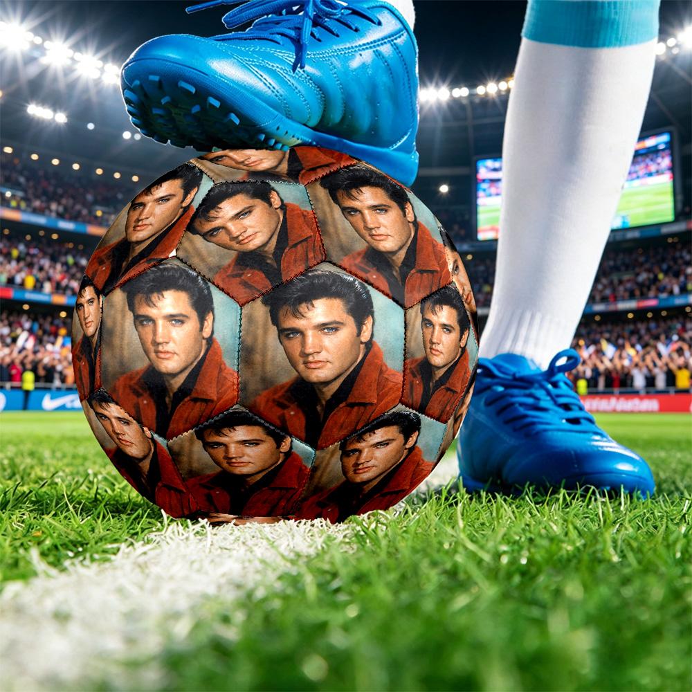 Elvis Presley Print Size 5 Soccer Ball Durable Shock?Absorbing Sports Ball For Training Match Outdoor Playing