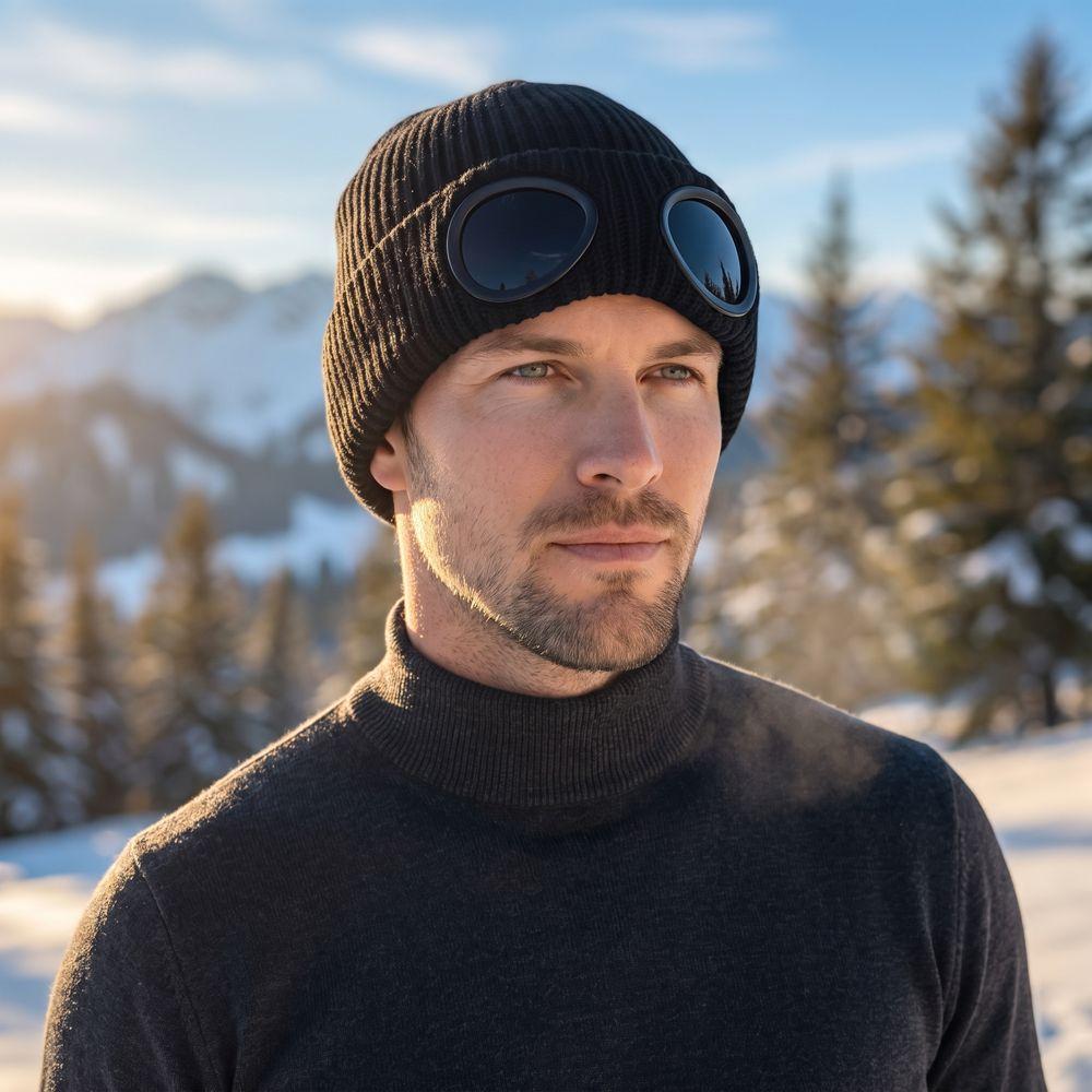 Windproof Winter Glasses Caps Removable Glasses Knitted Hat Warm Ski Mask Hats Climbing Mountains