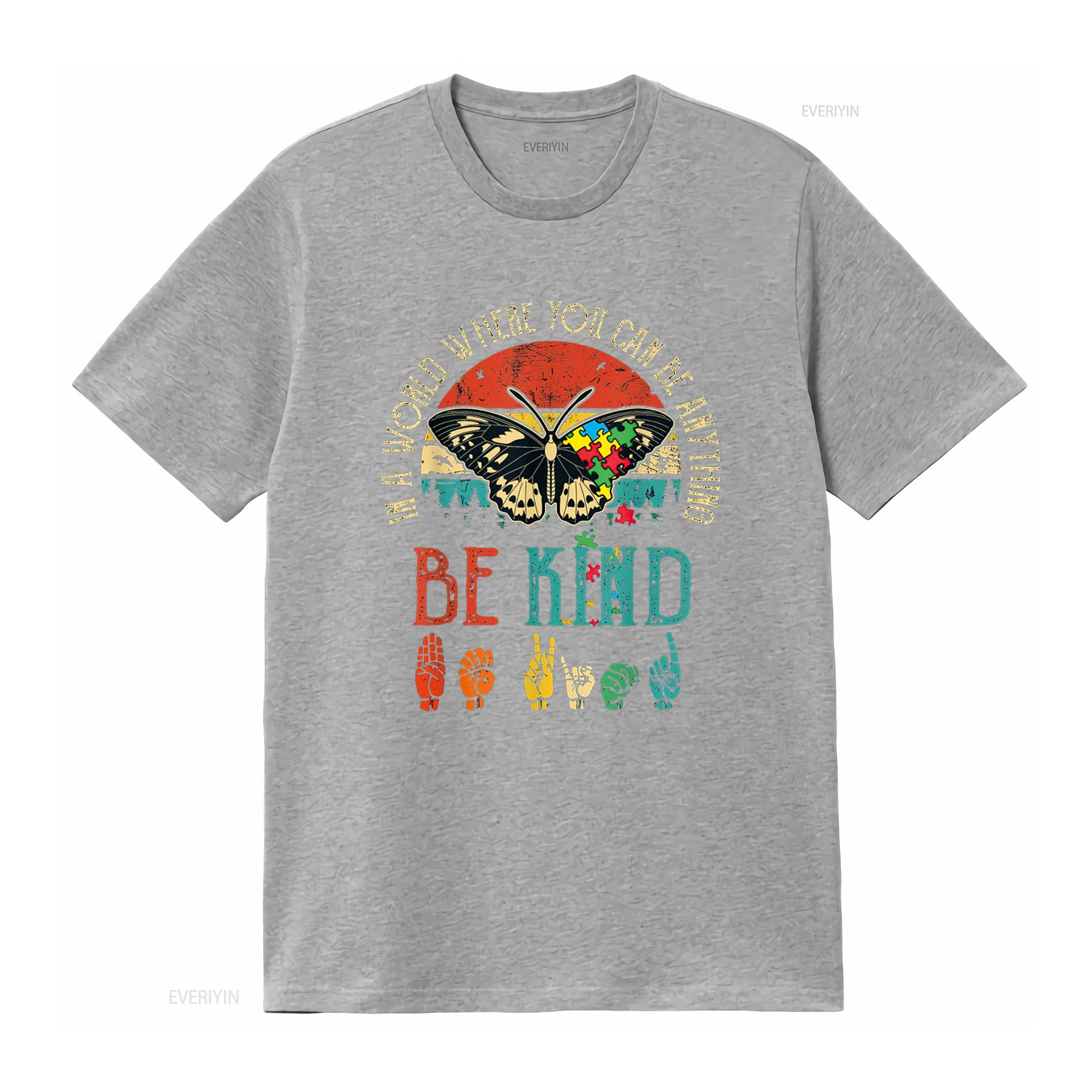 Be Kind Kindness T Shirt For Women Autism Awareness vintage Washed Versatile Breathable Top For Everyday Wear Casual Soft S