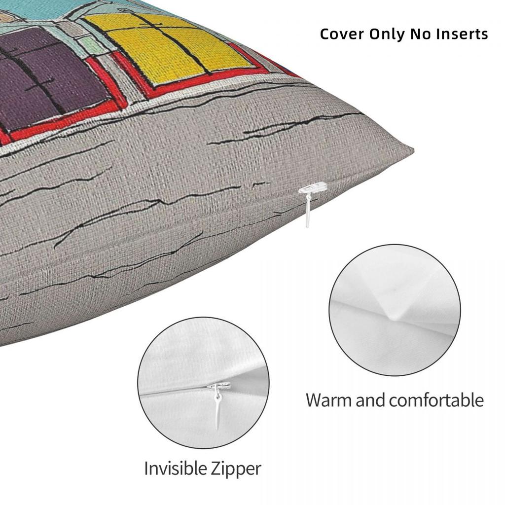 Hove Beach Huts Square Pillowcase Polyester Linen Velvet Creative Zip Decorative Throw Pillow Case Home Cushion Cover 18"