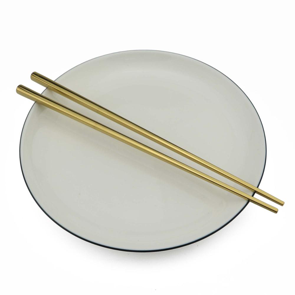 Znovupoužitelné čtvercové hůlky 23,5 cm 304 Nerezová ocel Japonské zlato Růžové zlato Sushi Hashi Opakovaně použitelné barevné hůlky 1 pár