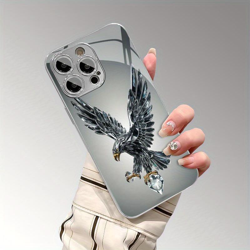 Luxury-sleek crystal eagle glass electroplated phone case for iPhone 17 16 16 Pro 15 15 Plus 15 Pro 14 14 Promax 13 12 11.