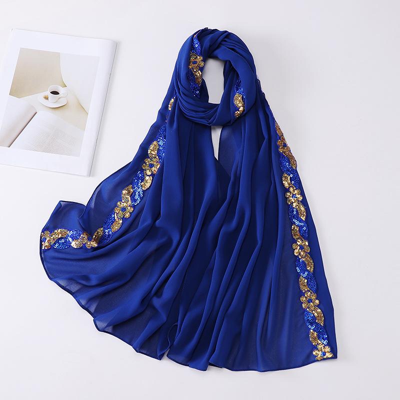 Chiffon Hijab Scarf Turban For Muslim Women Fashion Headscarf Shawls Sequins Scarf Headwraps Veil Islamic Headband Ramadan Voile