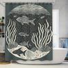 Schicker Duschvorhang mit Unterwasserwelt und Schwarz-Weiß-Fischschwarm, Moderne Badezimmerdekoration für Zuhause, Badezimmerzubehör