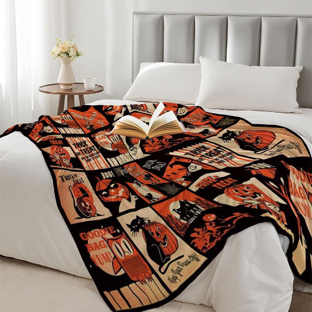 Halloween jigsaw puzzle Printed Blanket for Sofa Travel Camping Living Room Office Conditioning Blanket for All Seasons Gifts
