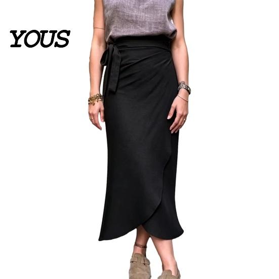 Office Wear Skirt Women Skirt, High Waist Large Hem Midi Irregular Split Slimming for Work Leisure Daily Beach Travel Parties