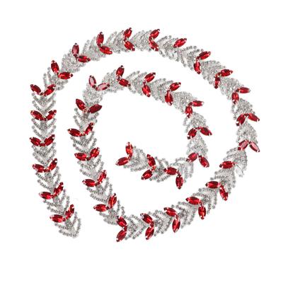 Kristall Strass Kette 1 Yard 2,3cm Glas Strass Blattform Blumenkette DIY Dekoration für Kleidungsstücke Ohrring Gürtel