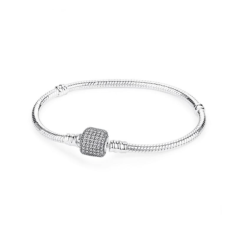 Originale 925 Sterling Sølv Armbånd Armbånd Krystallkule Kjærlighet Hjertelås Perler Charms Moments Armbånd For Kvinner DIY smykker