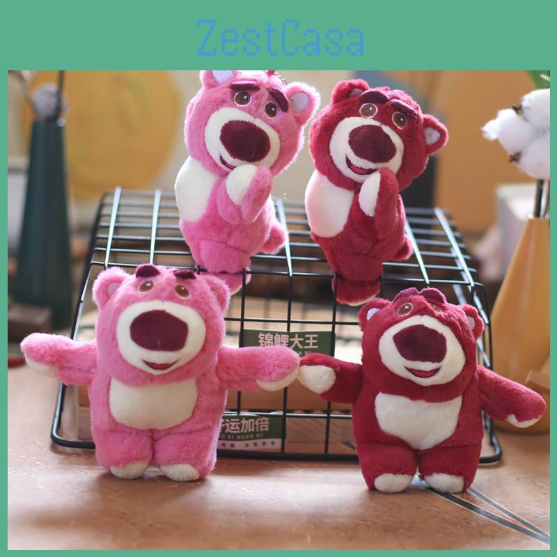 Adorable Pink Strawberry Bear Plush Keychain Cute Stuffed Animal Toy For Bags And Keys