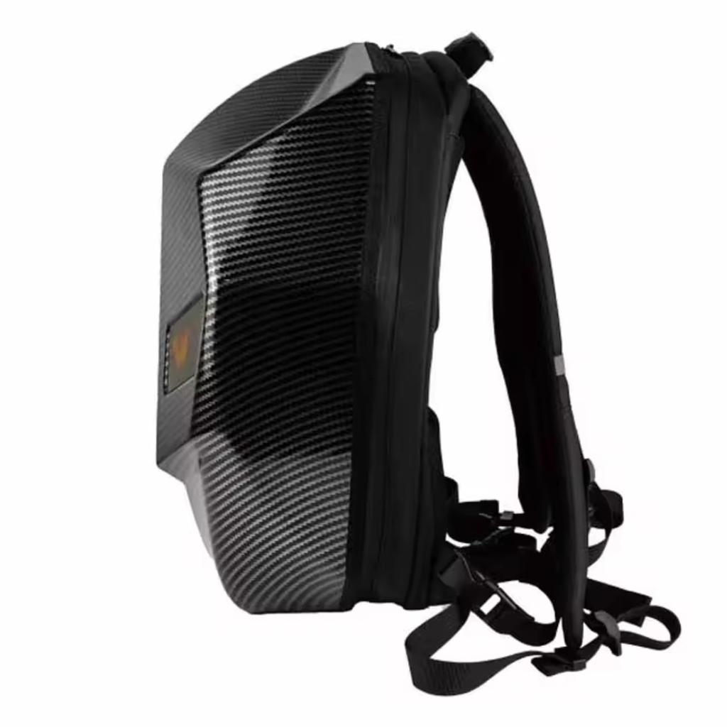 Motorradrucksack mit LED-Programmierbildschirm Kohlefasertextur Wasserdicht Hartschale Helm