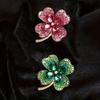 1pc Iced Out Shiny Rhinestone Clover Zinc Alloy Brooch Pin Elegant Luxury Jacket Cardigan Corsage Pin