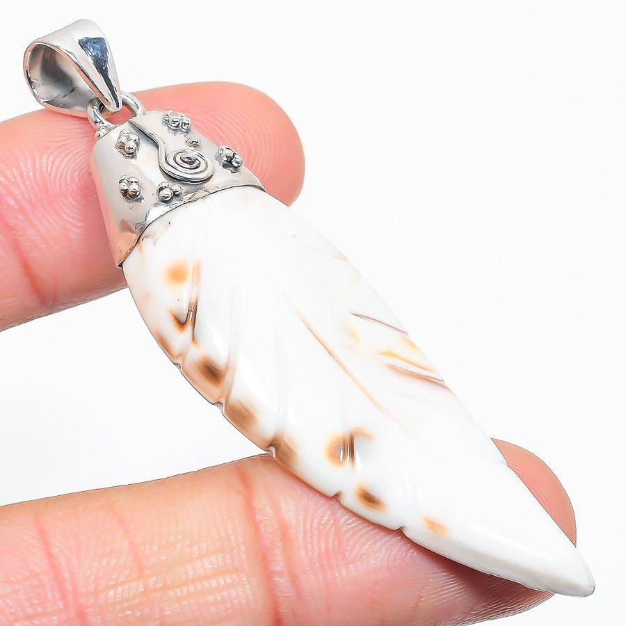 

Natural Seashell Gemstone Handmade 925 Solid Sterling Silver Pendant 3 p3k93