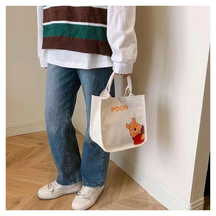 Women's Small Canvas Tote: Japanese & Korean Style Lunch & Handbag for Work or School