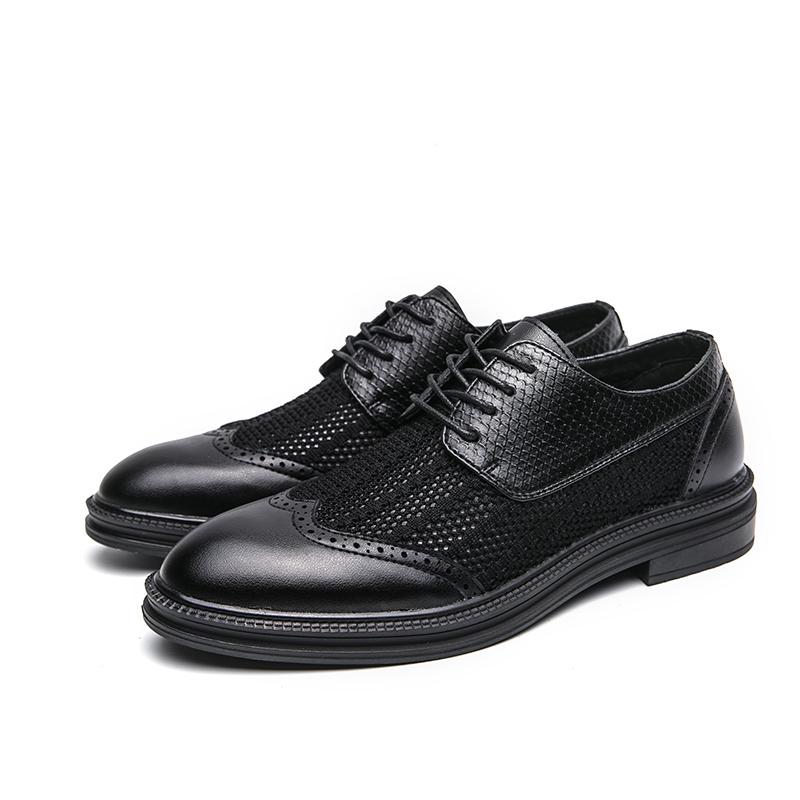 Scarpe Formale Estive da Uomo Traforate Traspiranti Comode Oxfords Scarpe da Lavoro in Pelle Durevoli Ufficio Matrimonio Brogues