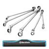 DURATECH Ratchet Combination Wrench Flex Ratchet Wrench Long Type 8–19mm 72-Tooth Double-Ended Swivel CR-V Steel Mirror Finish with Storage