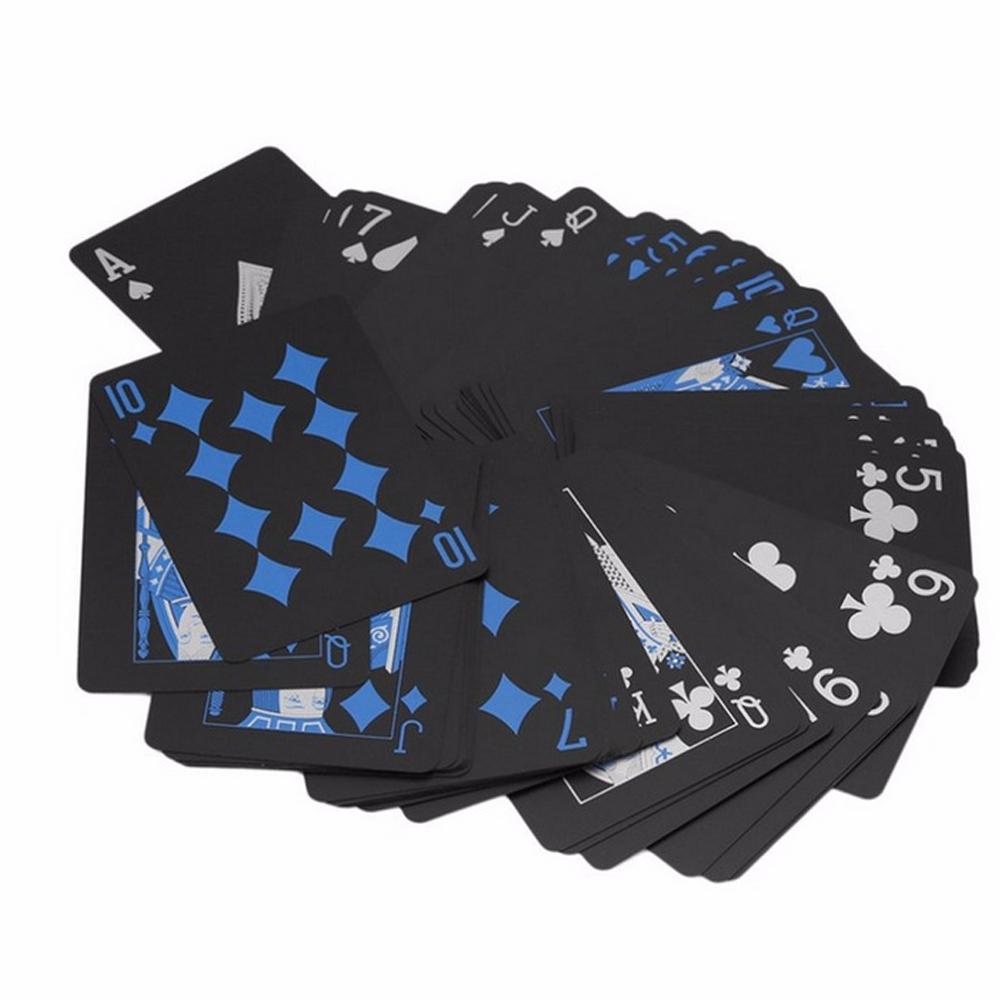 54 stk Fint kvalitet Plast PVC Poker Vanntett Svart Spillekort Kreativ Gave Praktiske Pokerspillekort