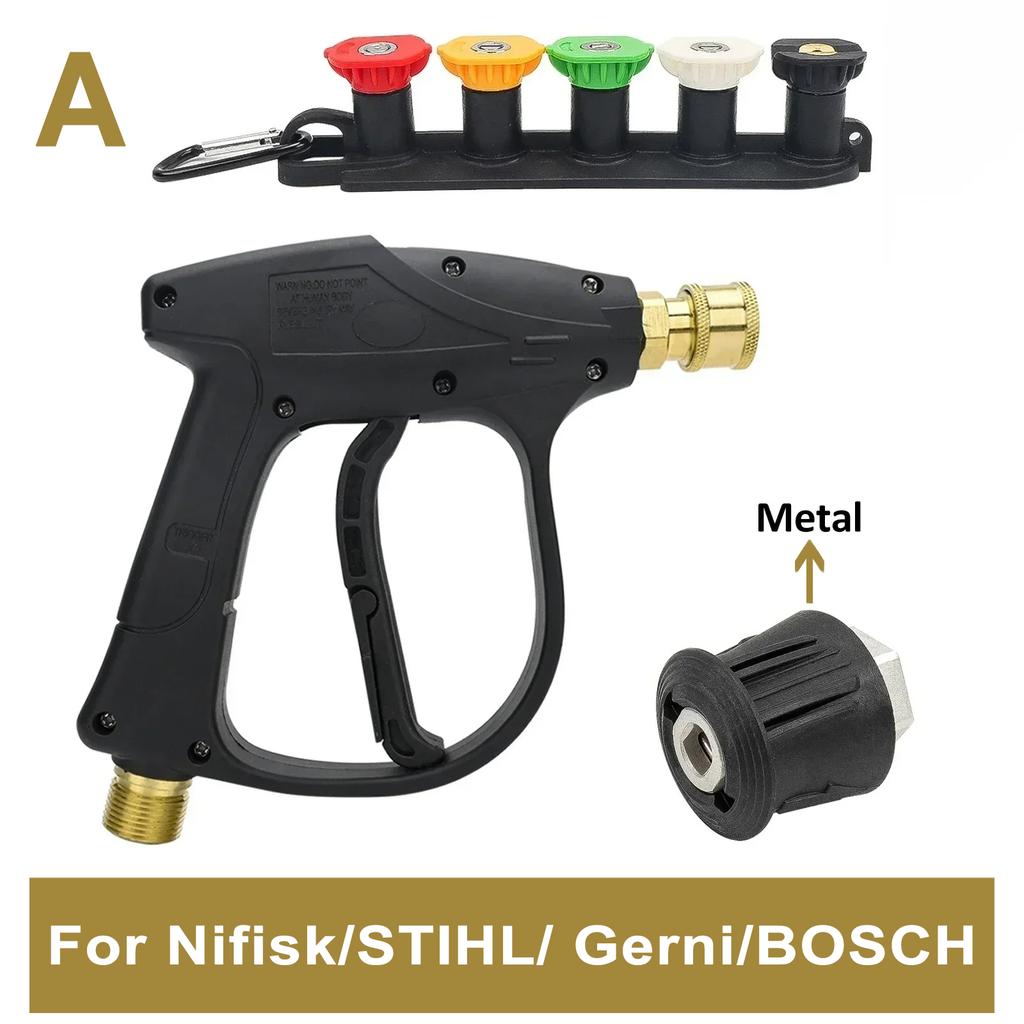 Professional High Pressure Washer Gun + Aluminum Alloy Foam Lance Kit, Leak-Free Bosch Adapter for Pressure Washers