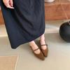 French suede light mouth low heel women's late evening breeze 2025 new spring and autumn pointed temperament word with Mary Jane single shoes