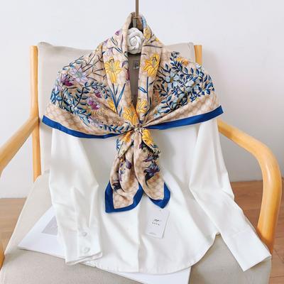 90CM Four Seasons Square Large Square Scarf Luxury Decorative Shirt Professional Headscarf Hairband Sunscreen Headscarf