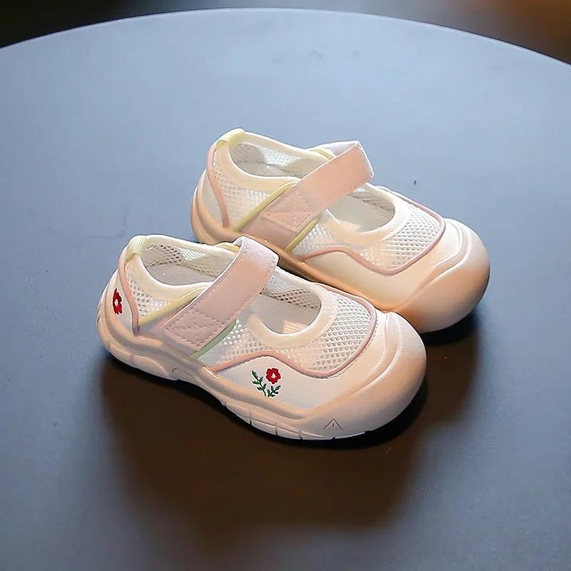 2024 Summer New Children Sandals for Girls Fashion Breathable Air Mesh Cut-outs Anti-slippery Soft Comfortable Versatile Shoes