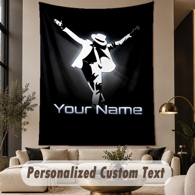 Custom Text Tapestry Michael Jackson Print Wall Tapestry Indoor Living Room Wall Decor