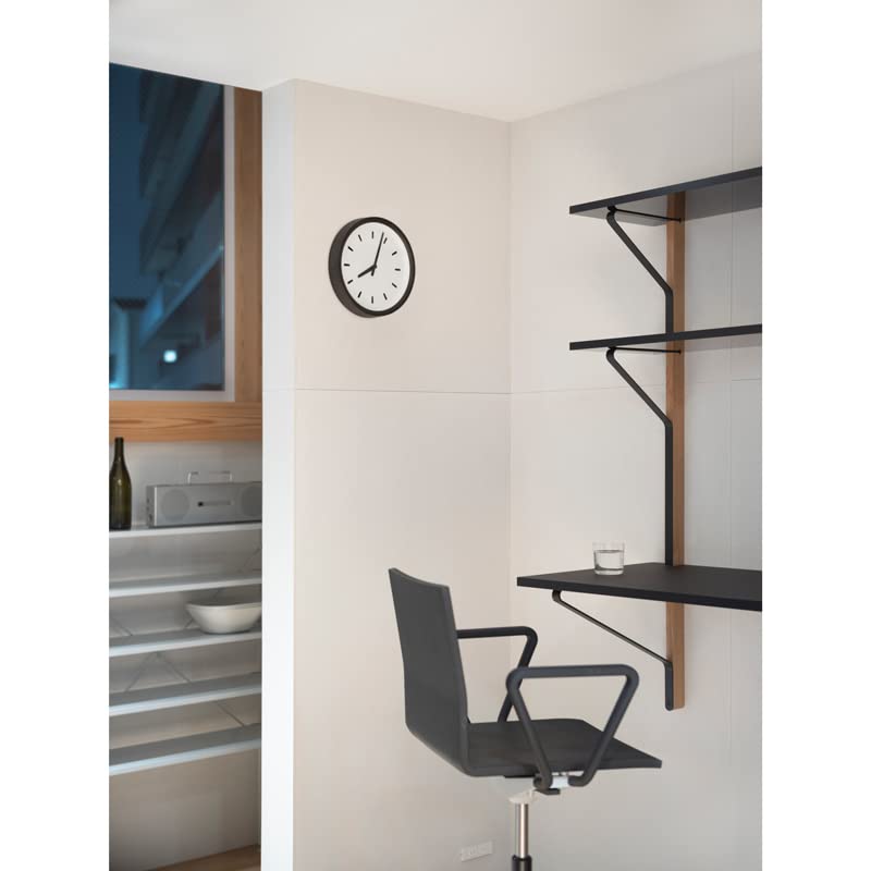 Lemnos Wall Clock Analog Basin Line Natural Wood Chestnut Basin Line Black BK Lemnos PIL23-05