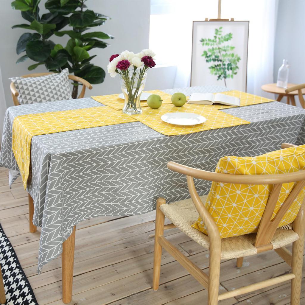 Geometric Art Cotton Linen Tablecloth for Coffee Tables