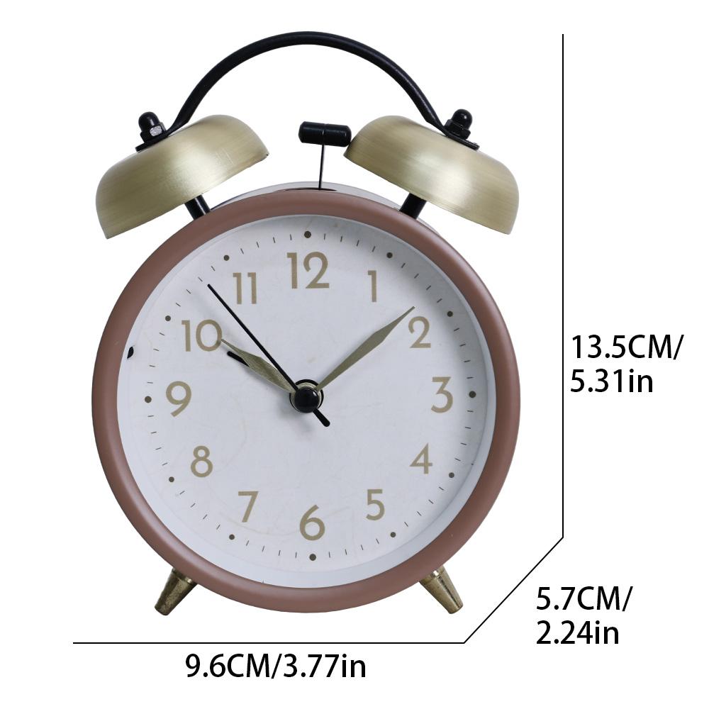 Retro Iron Small Silent Alarm Clock Fashion Desktop Clock with Creative Hands Quartz Nightlight Timer (No Battery Included)