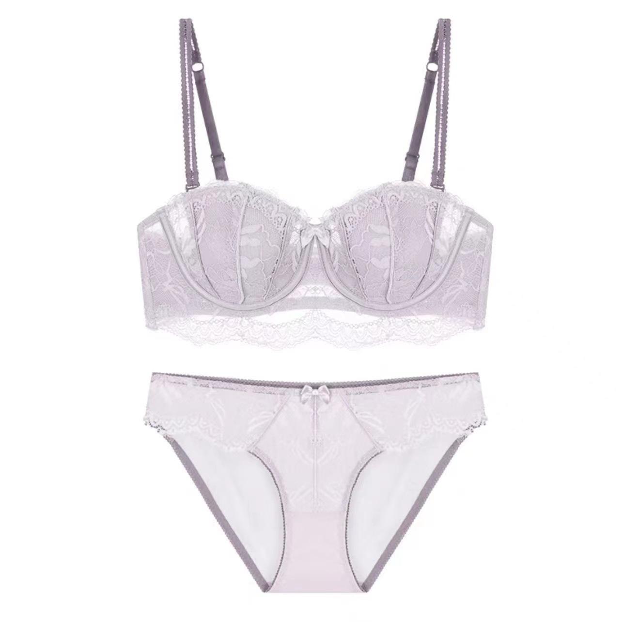 

French sexy lace underwear women s half cup strapless non-slip back underwear large chest small large size bra 70A