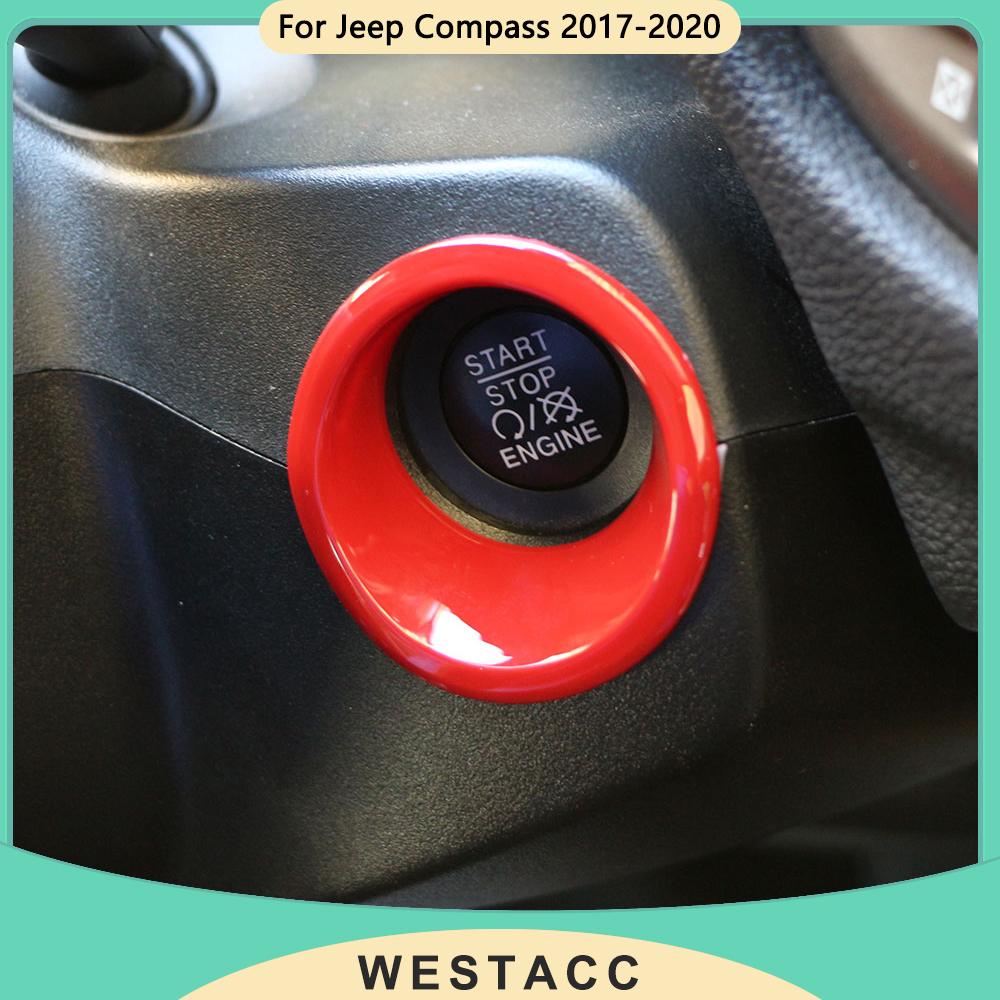 Auto Zündschlüssel Schalter Startknopf Abdeckung Ring Dekoration Aufkleber für Jeep Compass 2017 - Innen