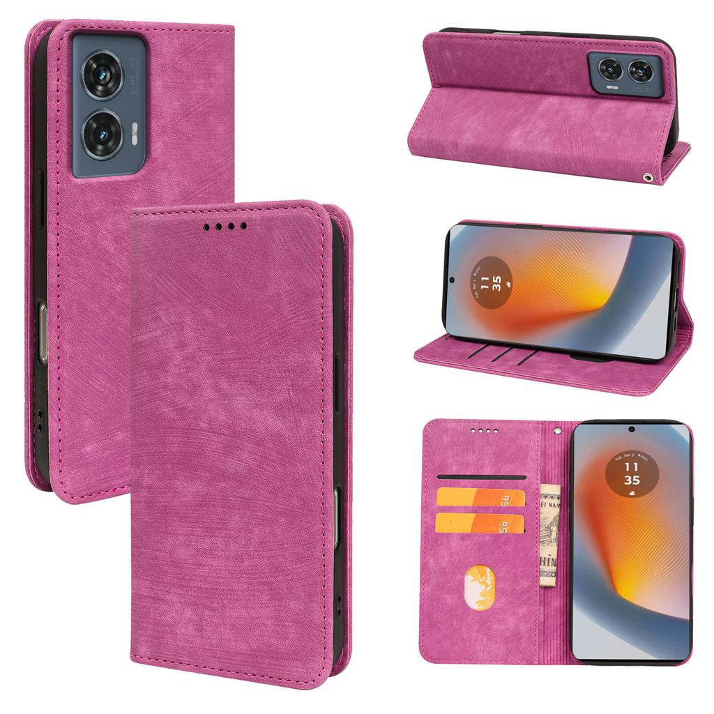 Für Motorola Edge 50 Fusion 5G Hülle Stark Magnetische Leder Brieftasche Handyhülle mit Gestreifter Textur
