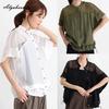 Korean Style Summer Women Basic Thin Cardigan O Neck Hollow Out White Black Green Casual Loose See Through Outerwear Batwing Sleeve Ladies' Shirt