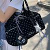 Korean Fashi Polka Dot Tote Bag Letter Embroidery Lightweight And Versatile Shoulder Bag Preppy Multi-pocket Commuter Bag