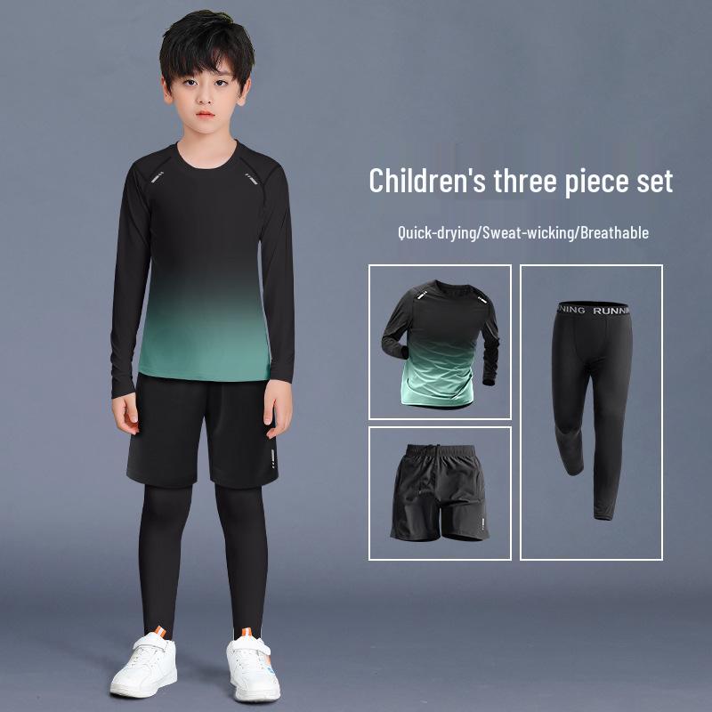 Autumn Quick-Drying Sports Suit: Boys' Basketball & Football Training Outfit with Tight-Fitting Winter Fitness Clothes for Teens