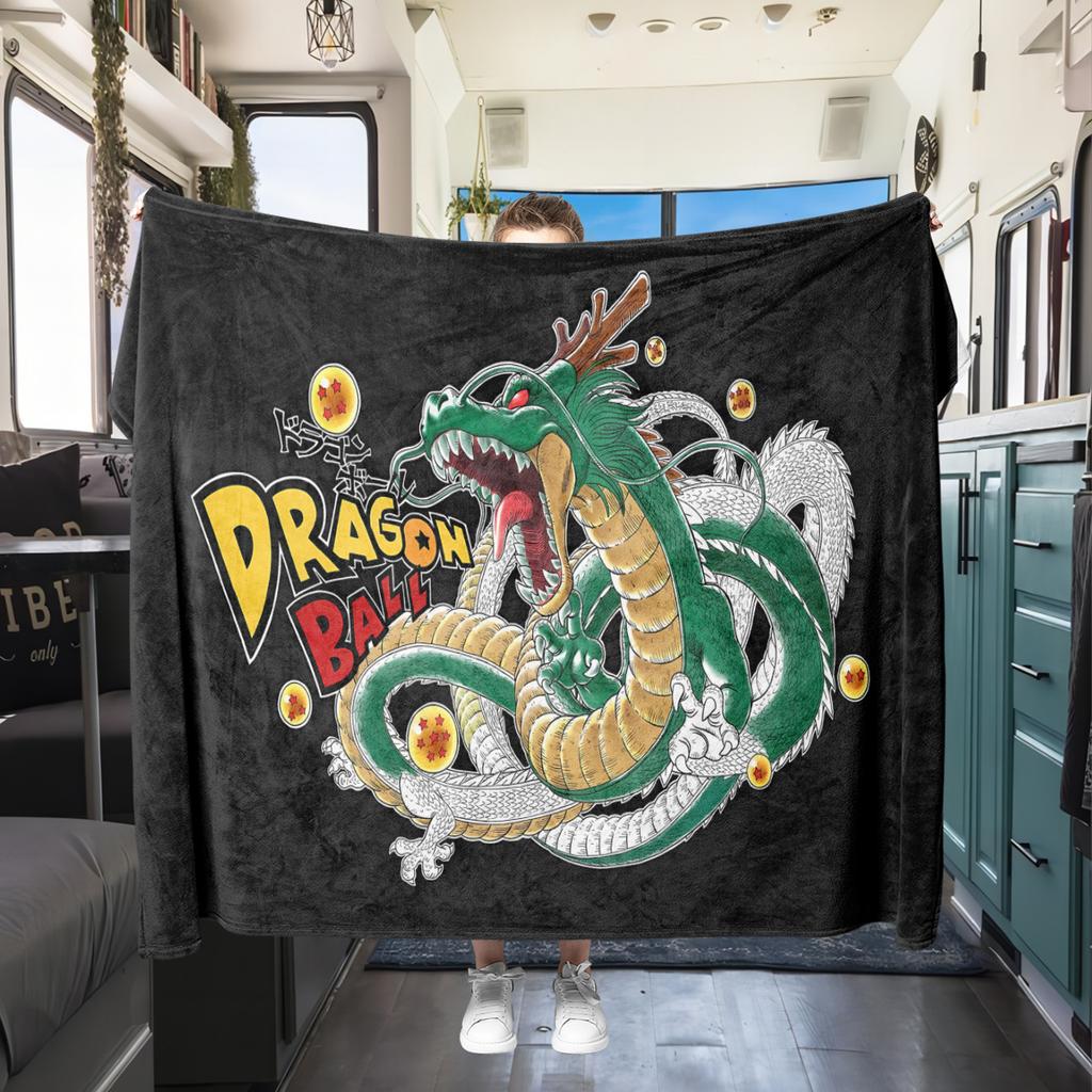 1PC Shenron  Print Flannel Blanket, High quality All Seasons, Home Decor, Warmth and Comfort, Perfect for Christmas Gifts