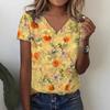 Fashion Sunflower Floral 3D Print Summer Women V-Neck  Harajuku Oversized Streetwear Y2k
