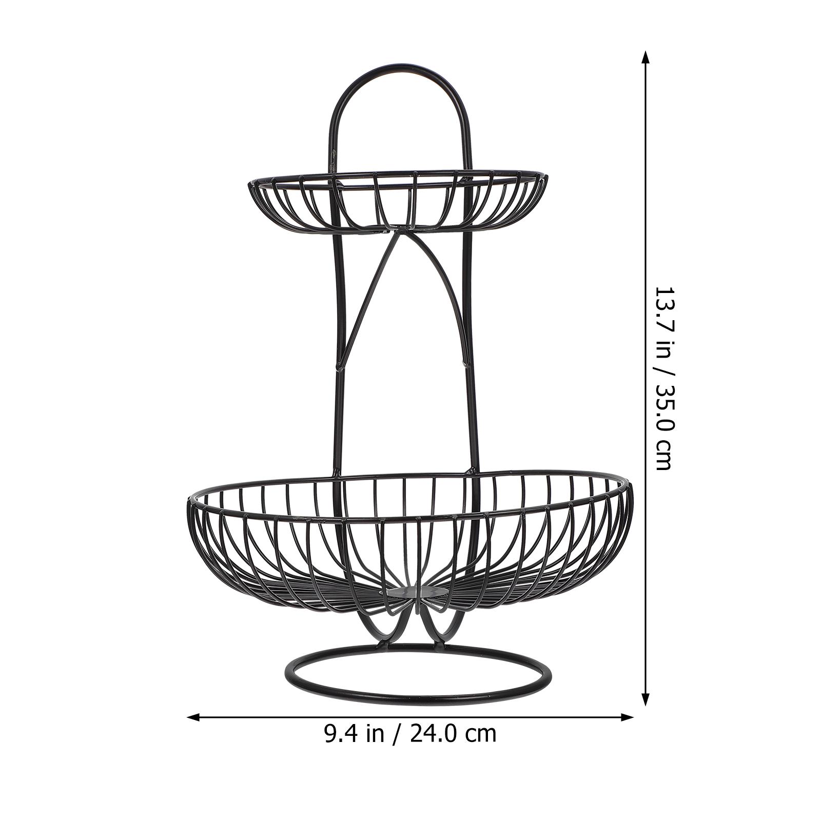 

1Pcs Iron Craft Fruit Stand Stylish Two Tier Fruit Serving Tray for Banquet Family Gathering Restaurant Home Decoration Use чёрный