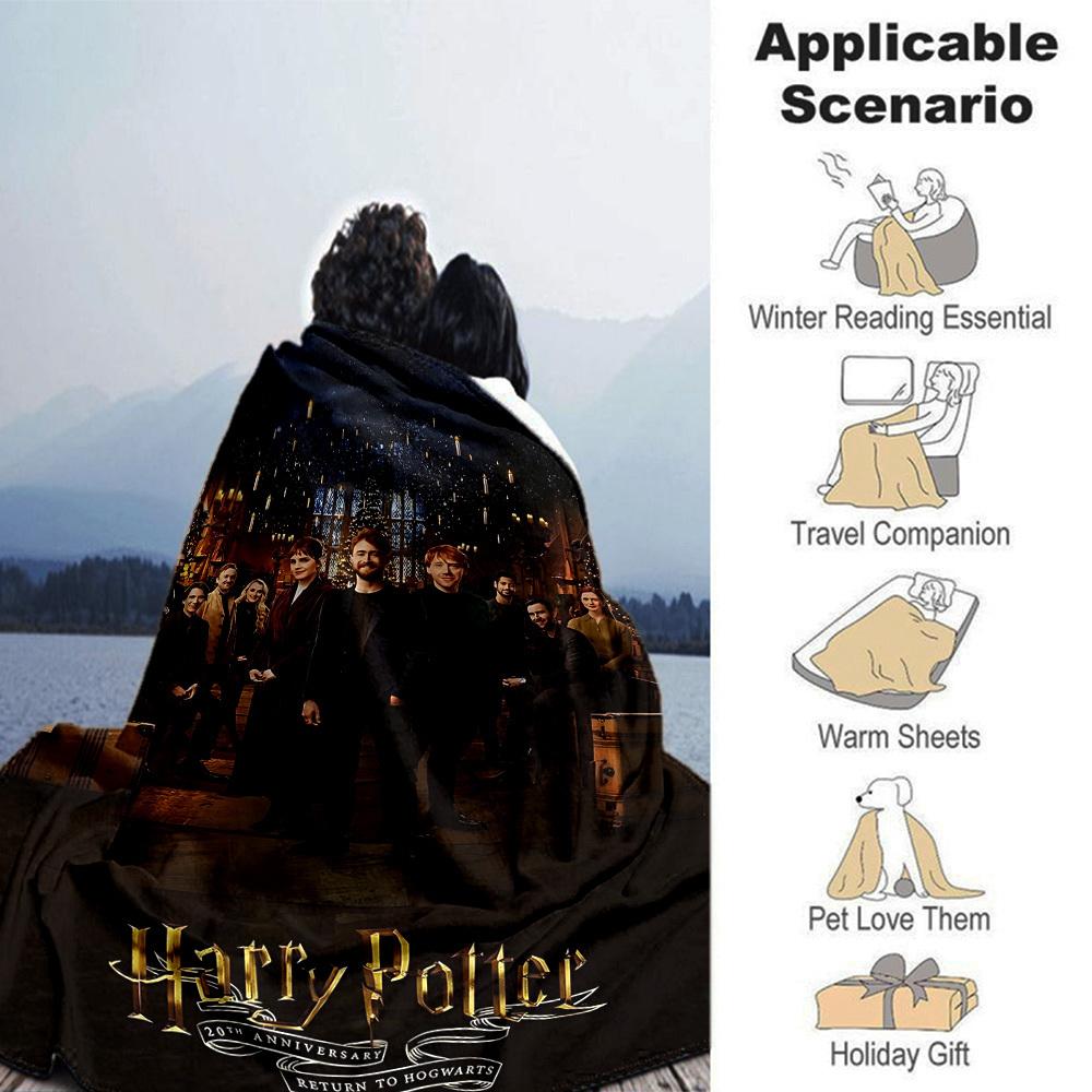 1pc Harry Potter 20th Anniversary Flannel Blanket - Soft Warm Throw for Home, Office, TravelL1363