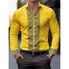 Men's Long-Sleeved Shirt with Pattern Design, Fashionable Lapel Button-Down Top, Versatile, Casual and Comfortable Men's Top