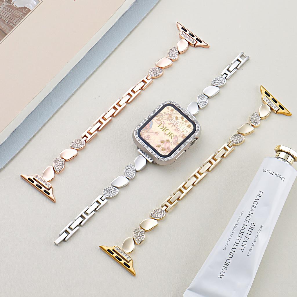 Diamond strap suitable for Apple Watch strap 40mm 44mm 38mm 45/41/ 49mm 42mm metal bracelet iWatch series se 7 6 3 5 Ultra 2 8 9