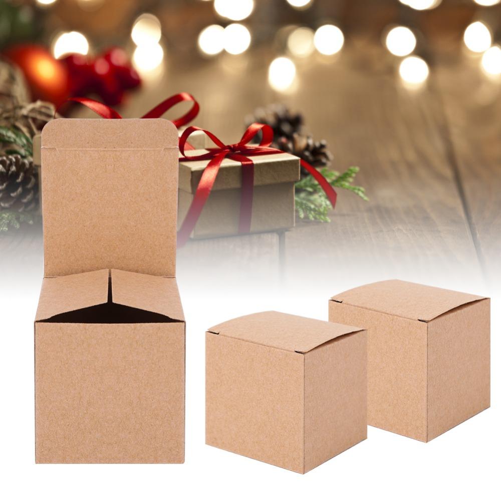 50PCS Brown Boxes With Lids Candy Box Wrapping Supplies Kraft Paper Box  Crafting