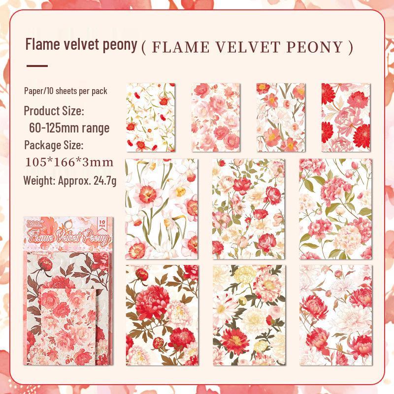 ZABC Floral Theme Embossed Paper Series: 10 Sheets, 6 Styles of Flower Rain Ripples Design