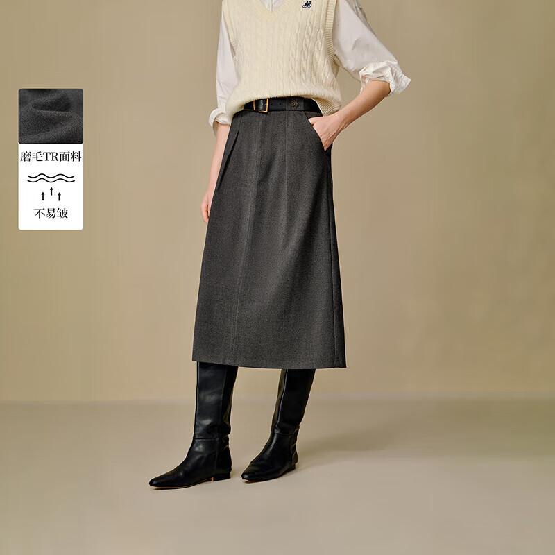 

Inman Women s Brushed Pleated A-Line Slit Skirt XL